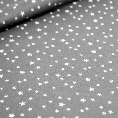 Sterne Dunkelgrau beschichtete Baumwolle Sterne Grau