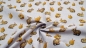 Preview: Beiger Dekostoff "Hoppel" mit Hasen Ostern Osterhasenstoff Leinenoptik