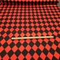 Preview: Raute schwarz-rot Satinstoff glänzend Raute schwarz-rot mit Druckfehler 1.B Ware