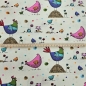 Preview: Dekostoff mit Hühnern Hühnerstoff bunte Hühner auf Baumwollstoff mit Hühner