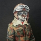 Preview: Gobelin Panel Piloten Katze 47x47 cm für Kissen Katzenstoff Gobelin mit Katzen