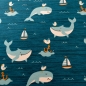 Preview: Wal Waljersey Anker Möwe Jersey mit Meer Wal Wale Anker Möwe Kinderjersey Petrol Wal Wale Meer Anker Jersey Baumwolljersey