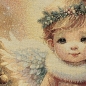 Preview: Gobelin Weihnachtsengel ca. 47x47 cm mit goldenem Schimmer Weihnachtsstoff