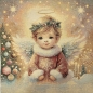 Preview: Gobelin Weihnachtsengel ca. 47x47 cm mit goldenem Schimmer Weihnachtsstoff