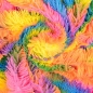 Preview: Buntes Kunstfell - Plüschstoff mehrfarbig pink gelb orange blau