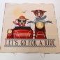 Preview: Hunde Sommer Urlaub Let's go for a ride Ausflug Hunde Motorrad mit Soziussitz Hund Gobi Panel Gobelin Kissen Panel rot Gobelin Panel Gobelin Kissen