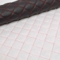 Preview: Kunstleder Stepper 1432 Stepper Lotus rote Steppung schwarz Stepper schwarz Kunstleder Lotus rot gesteppt schwarz Stepper Steppstoff rot schwarz wattiert abgesteppt gesteppt Möbelpolster Möbelpolsterstoff schwarz Kunstleder Lotus Stepper schwarz Kunstlede