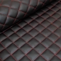 Preview: Kunstleder Stepper 1432 -Stepper Lotus rote Steppung schwarz Stepper schwarz Kunstleder Lotus rot gesteppt schwarz Stepper Steppstoff rot schwarz wattiert abgesteppt gesteppt Möbelpolster Möbelpolsterstoff schwarz Kunstleder Lotus Stepper schwarz Kunstled