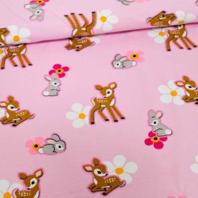 Reh Rehe Rehlein Rehkitz Hase rosa Blumen Kinderjersey Jersey Reh Rehe Rehlein Rehkitz Hase rosa Blumen Kinderjersey Jersey für Babys Jerseystoff Baumwolljersey Reh Rehe Rehlein Rehkitz rosa