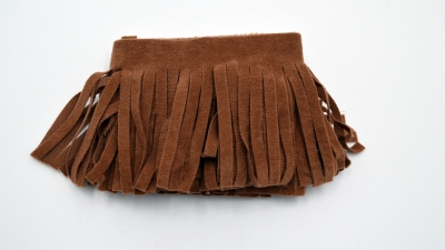 Franselige Velourborte für Indianerkostüme, Eskimo, Verkleidung, Velourlederborte, Fransen, Cowboy, rehbraun, braun, beige, mocca