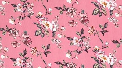 NONL15211/012 Chiffon mit Blumen  Polyester Polyester Chiffon in Rosa mit Blumen Blumenchiffon  Stoff mit Blumen und Blättern Polyester Polyester Chiffon nähen selber nähen Blusenstoff Doodle Schnittmuster sewing pattern