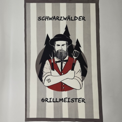 Preview: Panele Schwarzwald Griller Geschirrtuch Schwarzwald 3 Motive Panele DIY für Kissen Geschirrtücher ca 80 x 160cm