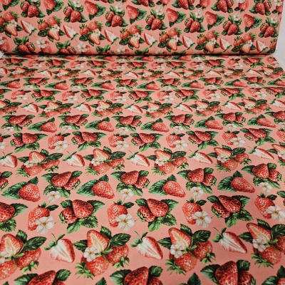 Erdbeerstoff Stoff mit Erdbeeren Dekostoff mit Erdbeer Design