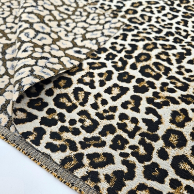 Preview: Dekostoff mit Leo Muster Polsterstoff Leoparden Design Kissenstoff Leo