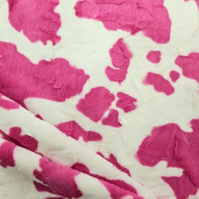 Preview: Fellimitat Kuh Design Kunstfell Kuh pink-weiß kuschliges Fellimitat in pink Kuh