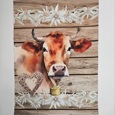 Preview: Geschirrhandtuch Kuh Design Panele mit Kühen Kissenpanele Kuhmotiv Kuhstoff