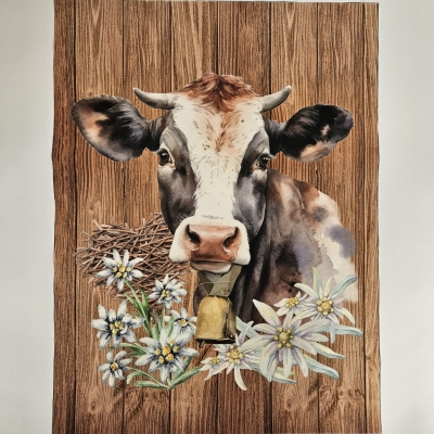 Preview: Geschirrhandtuch Kuh Design Panele mit Kühen Kissenpanele Kuhmotiv Kuhstoff