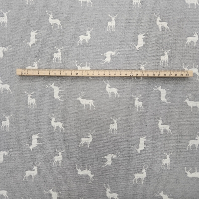 Preview: Landhausstil Edelweiß Stoff mit Edelweiss  Jacquard Jacquardstoff im Landhaus Hirschstoff Stoff mit Hirschen Landhausstoff mit Edelweiß Hirschen