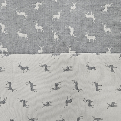 Preview: Landhausstil Edelweiß Stoff mit Edelweiss  Jacquard Jacquardstoff im Landhaus Hirschstoff Stoff mit Hirschen Landhausstoff mit Edelweiß Hirschen