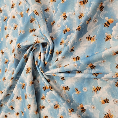 Preview: Bienenstoff Stoff mit Bienen Stoff Baumwollstoff mit Bienen