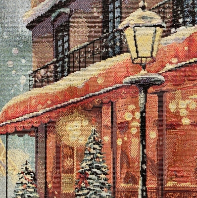Preview: Gobelin Panel Paris im Winter mit goldenem Schimmer Weihnachtsstoff ca 47x47cm