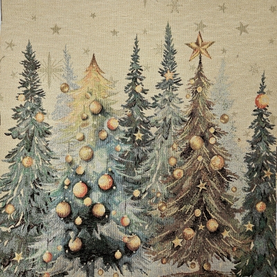 Gobelin Weichnachtsbäume ca. 47x47 cm mit goldenem Schimmer