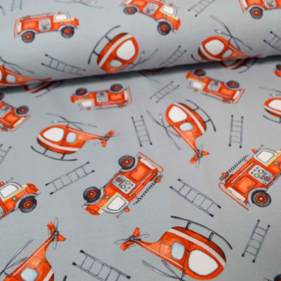 Feuerwehr Löschfahrzeug Feuerwehrauto Helikopter Baumwolljersey Kinderjersey Kinderjersey Feuerwehr Löschfahrzeug Feuerwehrauto Helikopter