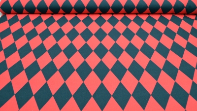 Rautenstoff - Stoff mit Rauten schwarz-rot - schwarz roter Rautenstoff - Rombo - Dominostoff, Fastnachsstoff, Faschingstoff, Karnevalstoff