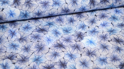 1175-Blume blau TOOTAL Baumwolle Blume blau blaue Blüten Stoff mit Blüten Blütenstoff Blüten in Blau Stoff mit Blumenblüten Digitaldruck Stoff