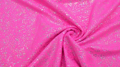 Bodystoff Neon Pink Silber gesprenkelt Badeanzugsstoff Stretch