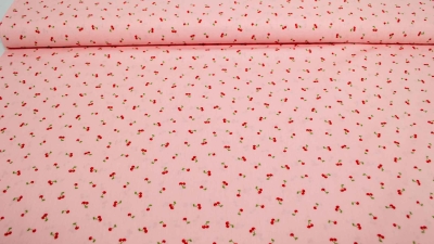 Poppy Design I love you cherry much rosa Mini-Kirschen Kirschstoff Stoff mit Kirschen rosa Obststoff Obst Baumwollstoff mit Kirschen Popeline  Stoff Stoff Kirsche  leckere Kirschen für den Sommer Marmeladenstoff Stoff für Kirschmarmelade rosa