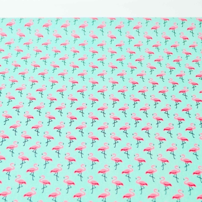 Flamingo Flamingos Flamingostoff türkis beschichtet Baumwollstoff türkis Baumwollstoff versiegelt beschichteter Baumwollstoff Flamingo Flamingos Flamingostoff