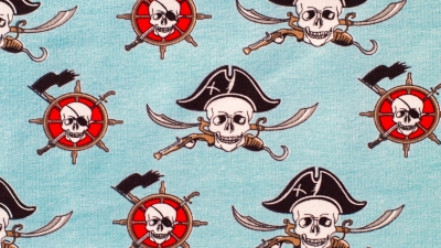 French Terry mit Piraten Totenkopf und Steuerrad, Pirat French Terry mit Kompass  Summersweat Sommersweat Piratenstoff Sweat mit Kompass Summersweat mit Totenkopf Stoff für Kleidung