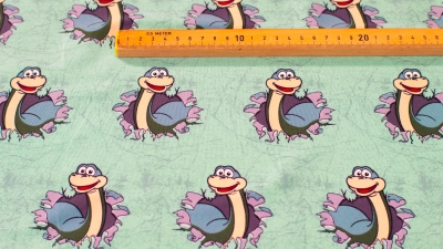 French Terry mit Dino French Terry Summersweat mit Dinobaby Sommersweatnker  Dinosaurierbaby Baby Dino Stoff für Kleidung