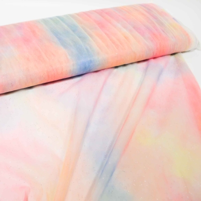 Preview: Tüll mit Glitzer Rainbow Rosa Polyacryl Tüll Rosa roas Tüll Röckchen Fastnacht Fasnet Tüll Fasching Karneval Tüll mit Glitzer Glitzertüll Glitzer Tüll