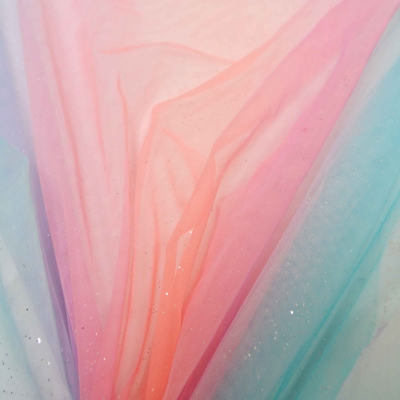 Tüll mit Glitzer Rainbow Blau Rosa Türkis Polyacryl Tüll Tüll Röckchen Fastnacht Fasnet Tüll Fasching Karneval Tüll mit Glitzer Glitzertüll Glitzer Tüll
