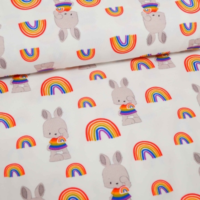 SW146M Hoffnung Panel Kombistoff Panel by emmapünktchen design Jersey Kinder Hoffnung hoffnung Regenbogen Rainbow Bunny Hase Regenbogen Kinderjersey Regenbogen Hase Hoffnung