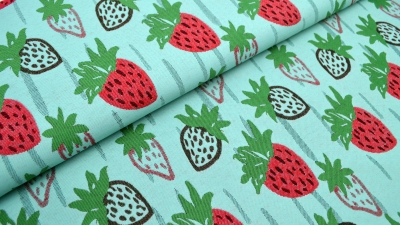 0872-JOY Straberry Dai Stoff mit Erdbeeren Erdbeerstoff  Erdbeerjacquard Jacquard Jacquardstoff Strawberry Strawberries  Stoff Jacquard Stoff für leichte Polsterungen strawberry erdbeerstöffchen
