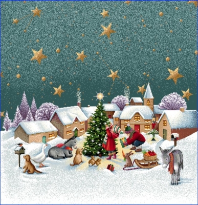 Weihnachtsstoff Panel Gobelin 47x47 cm Weihnachtspanel Kissenstoff Weihnachten