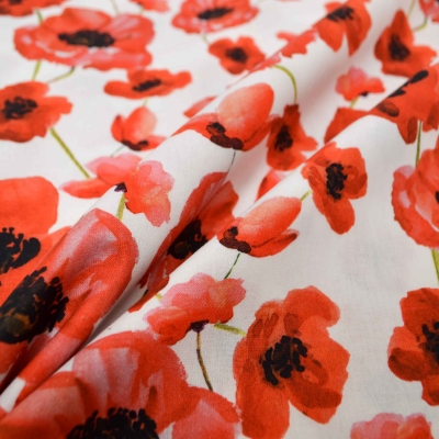 Mohn Mohnblume Mohnblüten Baumwolle Blume Mohn Blüten Stoff mit Blüten Blütenstoff Mohn Blüten Stoff mit Blumenblüten Digitaldruck