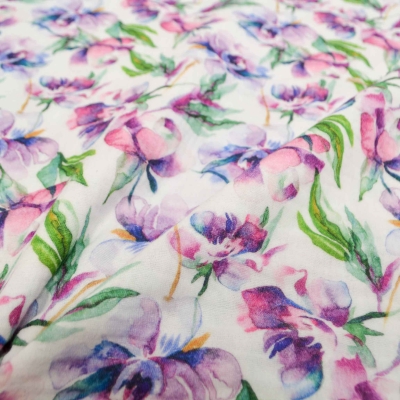 Blumen Musselin Blumen lila Muselin Double Gauze Blümchen Blumen Musselin  Gaze Mullwindelstoff Musselin Musselin Double Gauze Blumen