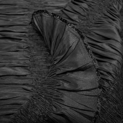 Reststück Satin Gerafft schwarz geraffter Satin Satinstoff gerafft schwarz  Stoffschnäppchen Angebot Schnäppchen Angebot nähen Stoffpakete  Materialpakete Sale offer