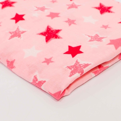Reststück Musselin Double Gauze Musselin Sterne rosa Stoffschnäppchen Angebot Musselin Rosa Sterne Schnäppchen Angebot nähen Stoffpakete  Materialpakete Sale offer