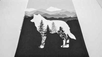 Geschirrtuch Geschirrtücher Panel Bär Hirsch Wolf schwarz weiß Landschaft Schürzenstoff Geschirrtuch Panel zum Kochen Köche Hirsch Bär Wolf Kochschürze Küchen Panele Geschirrtuch DIY Geschirrtücher selber nähen Hirsch Bär Wolf