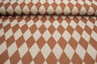 Rauten Half-Panama Dekostoff Stoff mit Rauten Rautenstoff beige backsteinrote Raute Faschingsstoff