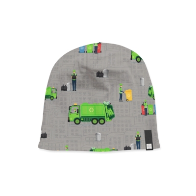 KATINOH Textil Rammelkamp French Terry mit RAMNO-6986.063 Recycling French Terry Müllautos Mülleimer Summer Sweat French Terry Kinder Sweat Recycling bin  DIY Naehen Nähen Design Textilien Onlineshop Online Stoffe
