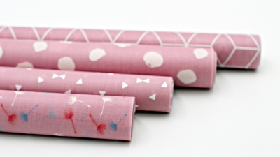 Rolls Set Pastell Rosé, 4 x beschichtete Baumwolle in Rosa, pastellfarben, PVC
