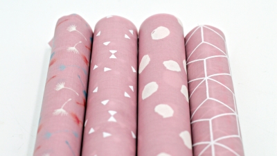 Rolls Set Pastell beschichtete Stoffe im Set Stoffset Punkte-Design, beschichtete Baumwolle in Pastell,  rosa, rose, rosee beschichteter Stoff, mint, grau beschichteter Stoff mit Punkten, PVC, Beschichtung, Tupfenmotiv, Pusterblume beschichtet, Mini-Cube
