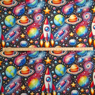 Preview: Kinder Softshell mit buntem Galaxy Design für Jacken und Hosen