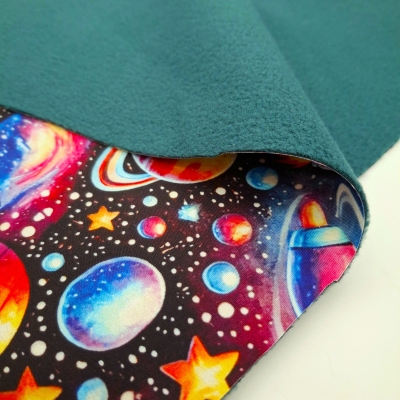 Preview: Kinder Softshell mit buntem Galaxy Design für Jacken und Hosen